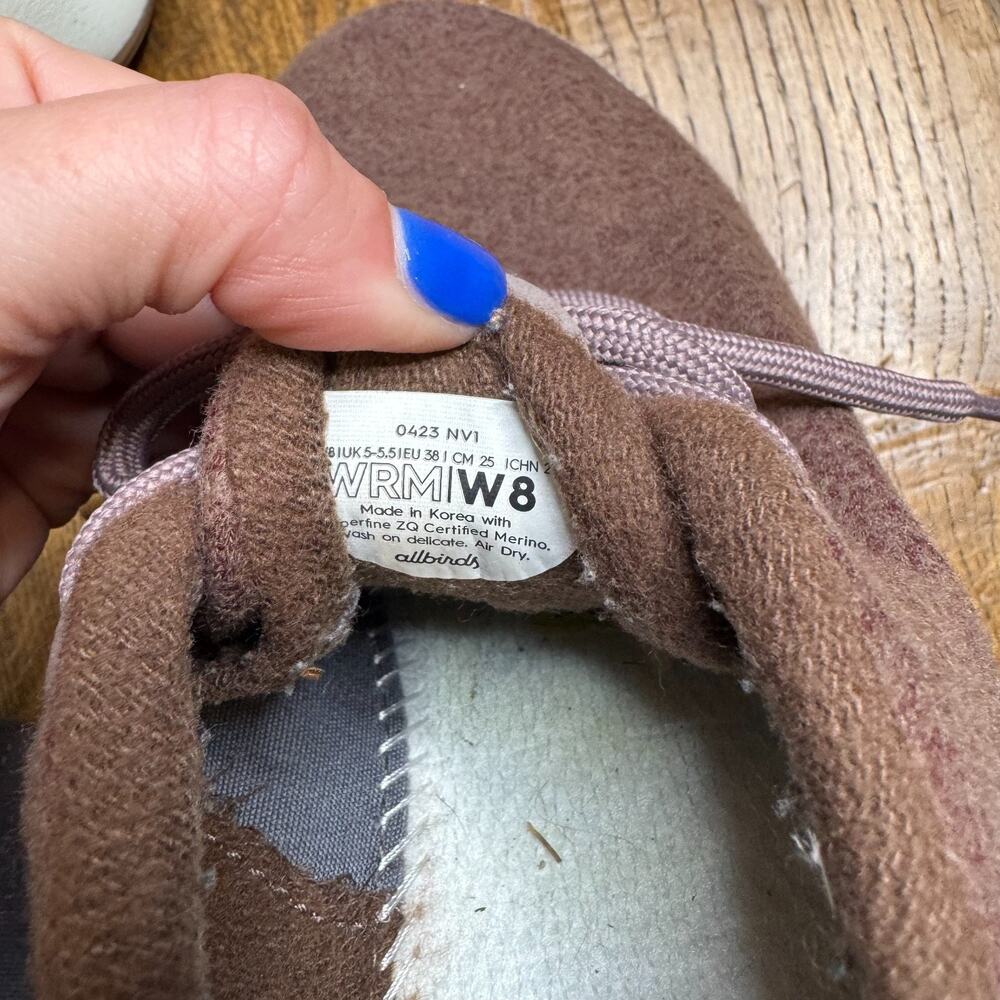 Allbirds Mauve Wool Runners Sneakers Shoes Womens Sz 8 Comfy Lace Up - Picture 7 of 7